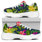 Aloha Hawaiian Flowers Pattern Print White Chunky Shoes