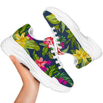 Aloha Hawaiian Flowers Pattern Print White Chunky Shoes