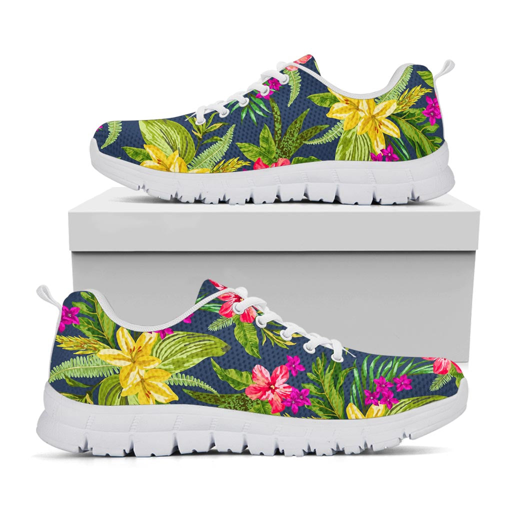 Aloha Hawaiian Flowers Pattern Print White Running Shoes