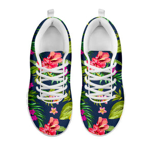 Aloha Hawaiian Flowers Pattern Print White Running Shoes