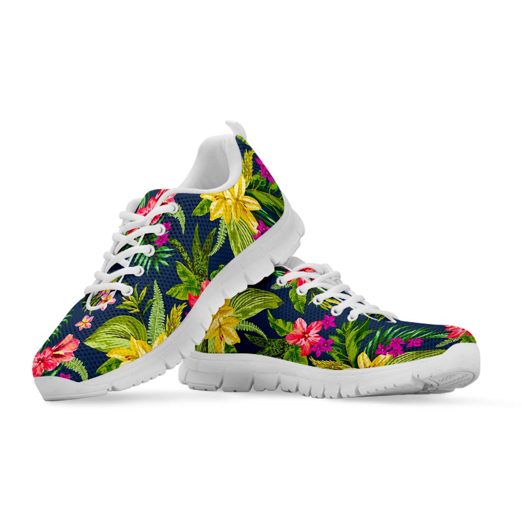 Aloha Hawaiian Flowers Pattern Print White Running Shoes