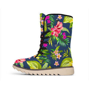 Aloha Hawaiian Flowers Pattern Print Winter Boots