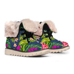 Aloha Hawaiian Flowers Pattern Print Winter Boots