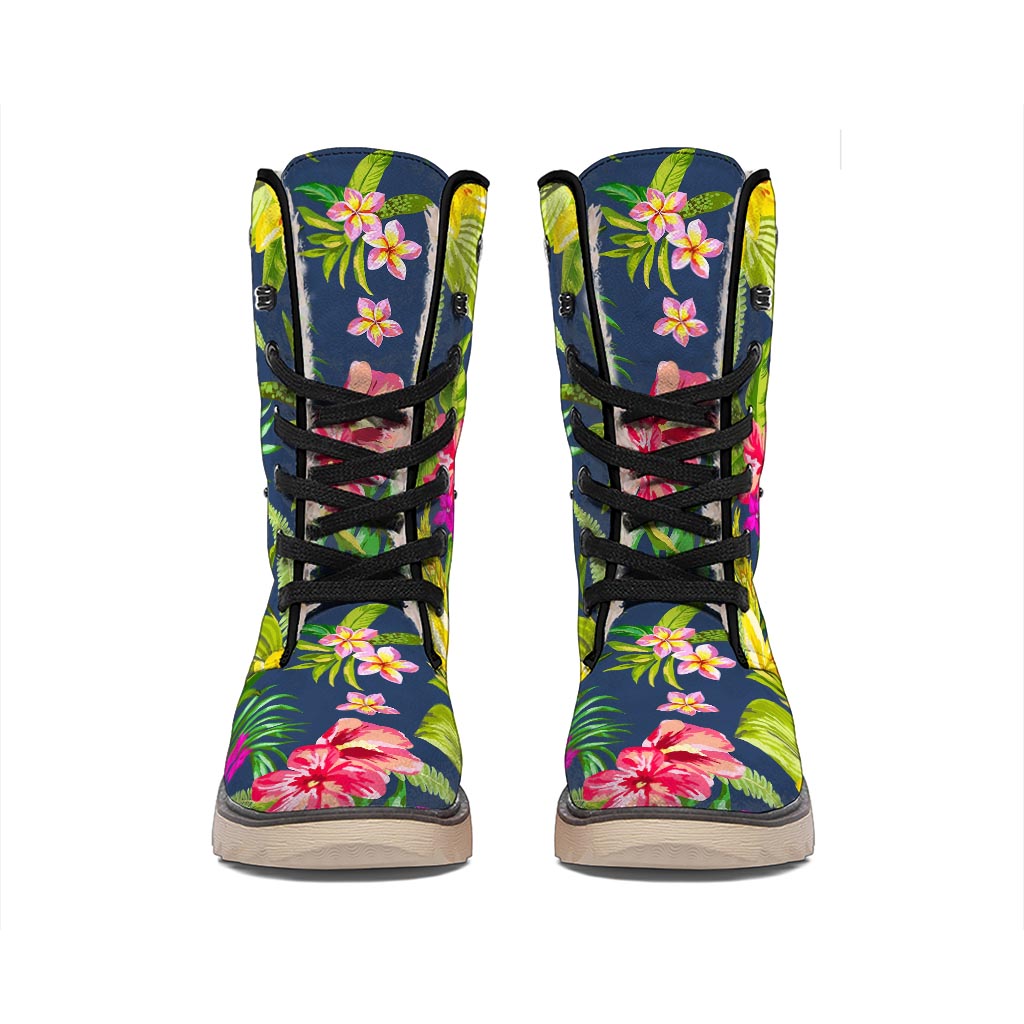 Aloha Hawaiian Flowers Pattern Print Winter Boots
