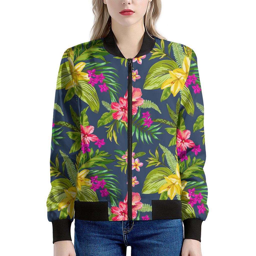 Aloha Hawaiian Flowers Pattern Print Women's Bomber Jacket