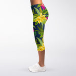 Aloha Hawaiian Flowers Pattern Print Women's Capri Leggings