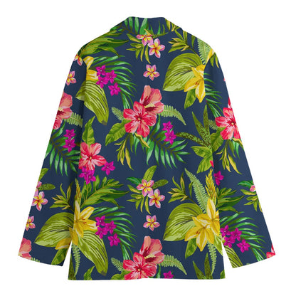 Aloha Hawaiian Flowers Pattern Print Women's Cotton Blazer