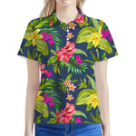 Aloha Hawaiian Flowers Pattern Print Women's Polo Shirt