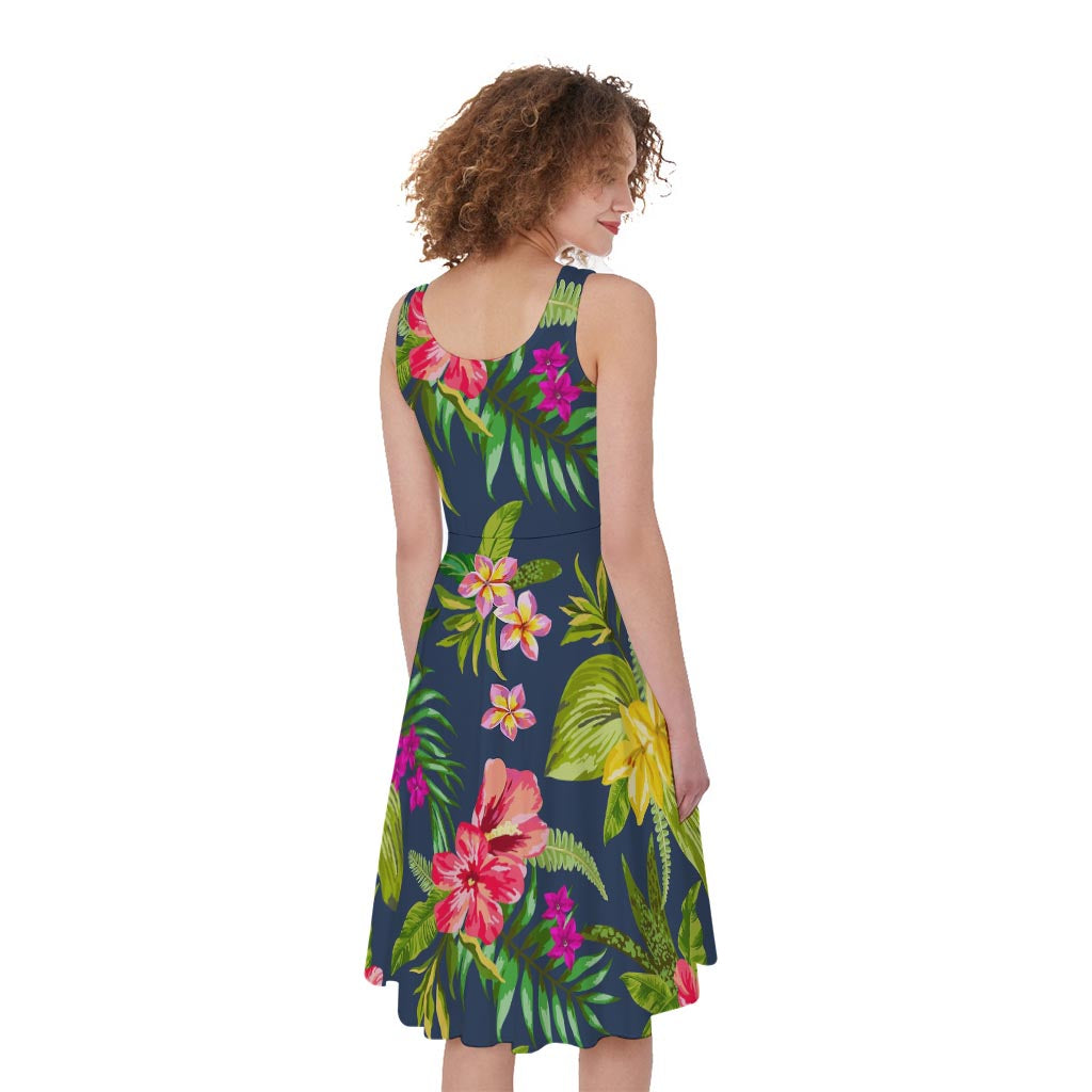 Aloha Hawaiian Flowers Pattern Print Women's Sleeveless Dress