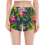 Aloha Hawaiian Flowers Pattern Print Women's Split Running Shorts