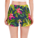 Aloha Hawaiian Flowers Pattern Print Women's Split Running Shorts