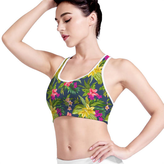 Aloha Hawaiian Flowers Pattern Print Women's Sports Bra