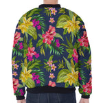 Aloha Hawaiian Flowers Pattern Print Zip Sleeve Bomber Jacket