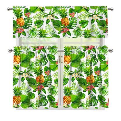 Aloha Hawaiian Pineapple Pattern Print 3 Piece Kitchen Curtains