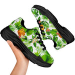 Aloha Hawaiian Pineapple Pattern Print Black Chunky Shoes