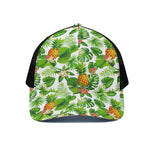 Aloha Hawaiian Pineapple Pattern Print Black Mesh Trucker Cap
