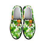 Aloha Hawaiian Pineapple Pattern Print Black Slip On Sneakers