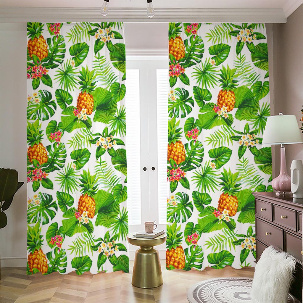 Aloha Hawaiian Pineapple Pattern Print Blackout Pencil Pleat Curtains