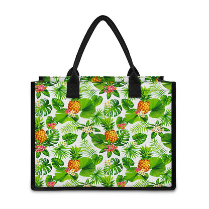 Aloha Hawaiian Pineapple Pattern Print Canvas Tote Bag