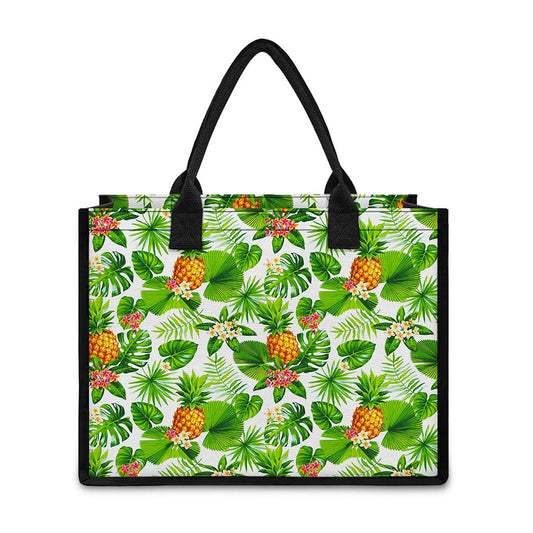 Aloha Hawaiian Pineapple Pattern Print Canvas Tote Bag