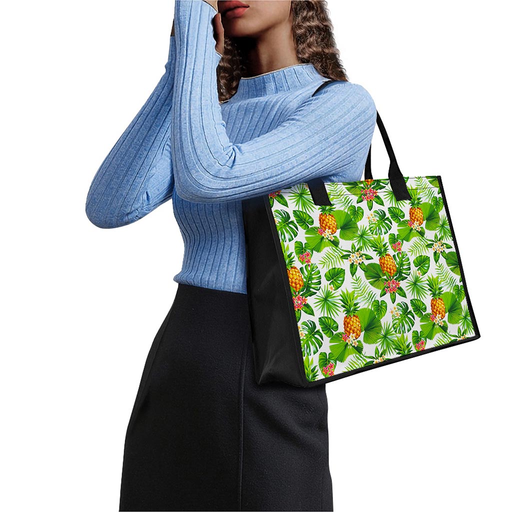 Aloha Hawaiian Pineapple Pattern Print Canvas Tote Bag