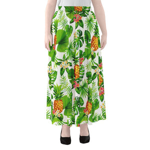 Aloha Hawaiian Pineapple Pattern Print Chiffon Maxi Skirt