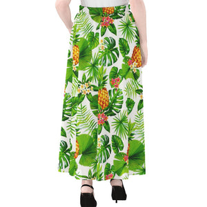 Aloha Hawaiian Pineapple Pattern Print Chiffon Maxi Skirt