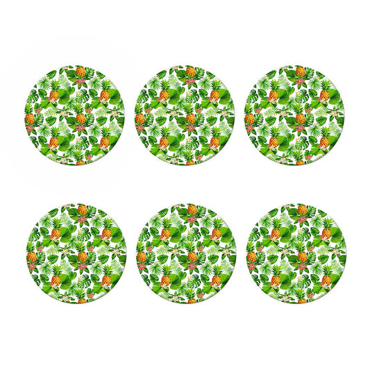 Aloha Hawaiian Pineapple Pattern Print Coaster Set