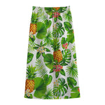 Aloha Hawaiian Pineapple Pattern Print Cotton Front Slit Maxi Skirt