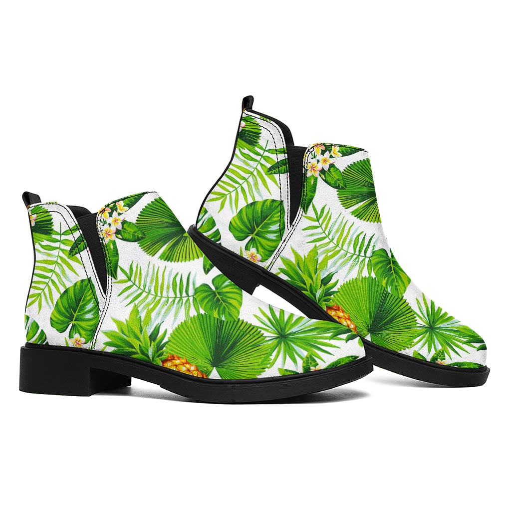 Aloha Hawaiian Pineapple Pattern Print Flat Ankle Boots