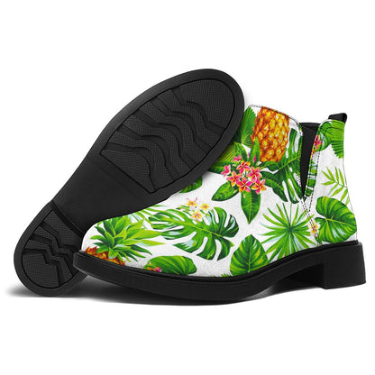 Aloha Hawaiian Pineapple Pattern Print Flat Ankle Boots