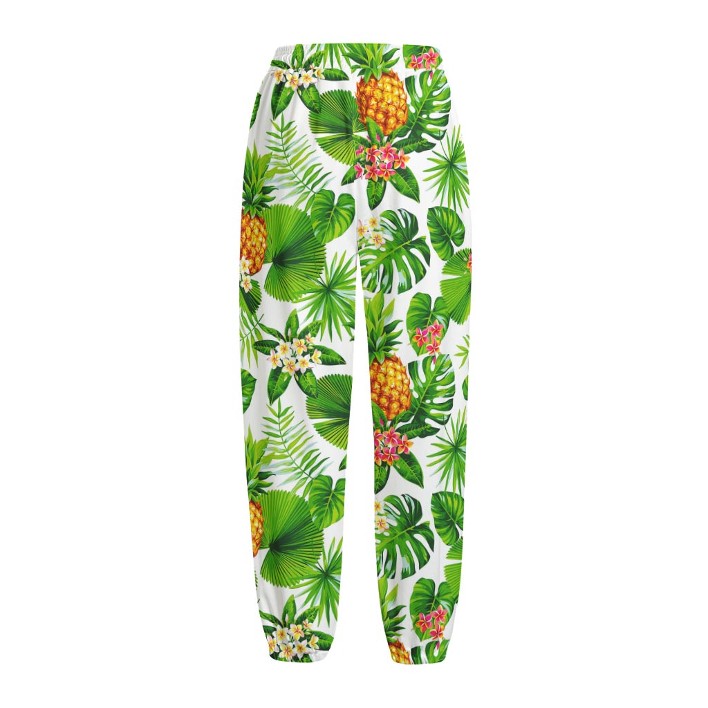 Aloha Hawaiian Pineapple Pattern Print Fleece Lined Knit Pants