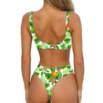Aloha Hawaiian Pineapple Pattern Print Front Bow Tie Bikini