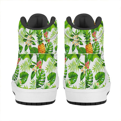 Aloha Hawaiian Pineapple Pattern Print High Top Leather Sneakers