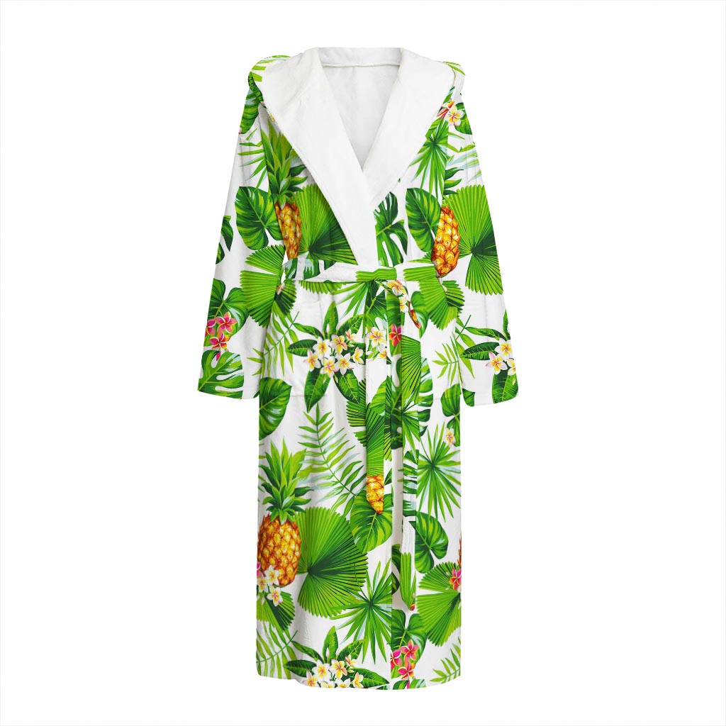 Aloha Hawaiian Pineapple Pattern Print Hooded Bathrobe