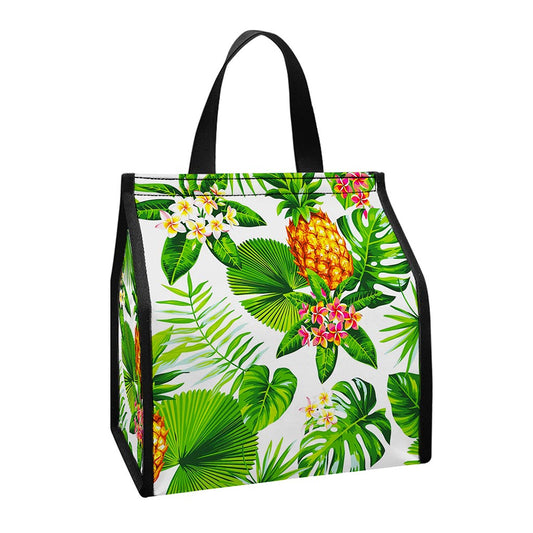 Aloha Hawaiian Pineapple Pattern Print Insulated Lunch Tote