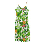 Aloha Hawaiian Pineapple Pattern Print Jersey Midi Cami Dress