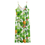 Aloha Hawaiian Pineapple Pattern Print Jersey Midi Cami Dress