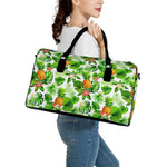 Aloha Hawaiian Pineapple Pattern Print Leather Duffle Bag