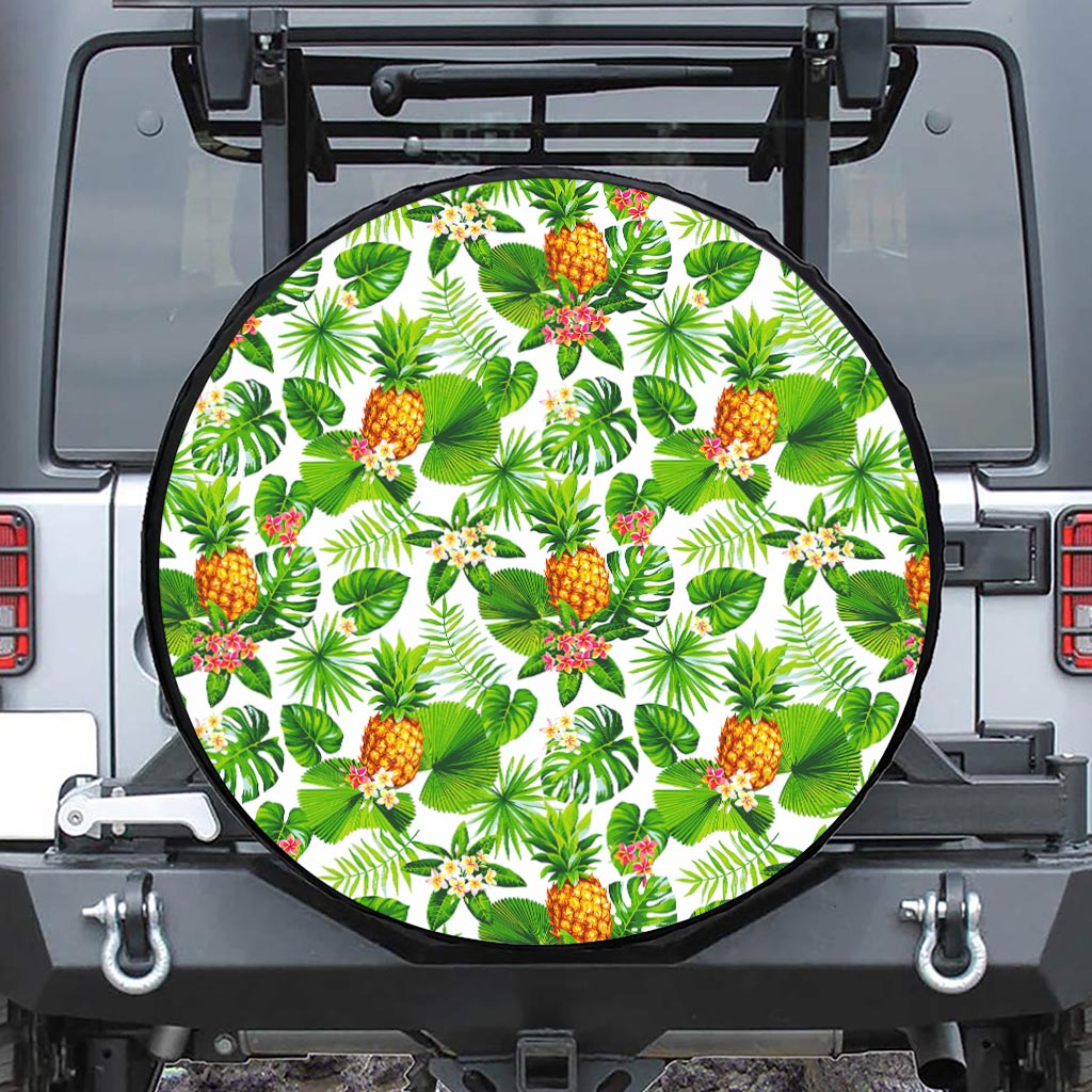 Aloha Hawaiian Pineapple Pattern Print Leather Spare Tire Cover