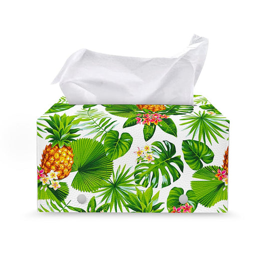 Aloha Hawaiian Pineapple Pattern Print Leather Tissue Box Cover