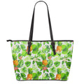 Aloha Hawaiian Pineapple Pattern Print Leather Tote Bag With Zipper