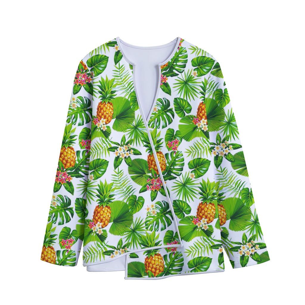 Aloha Hawaiian Pineapple Pattern Print Long Sleeve Short Coat