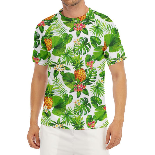 Aloha Hawaiian Pineapple Pattern Print Men's Short Sleeve Rash Guard