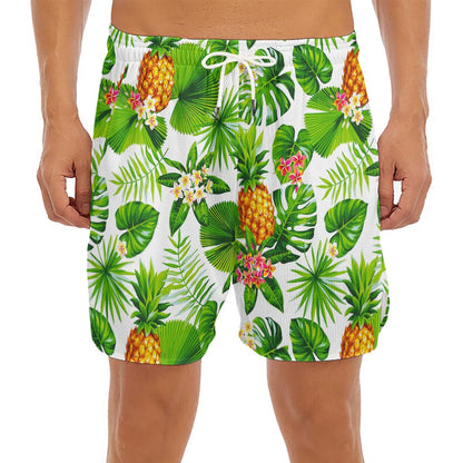 Aloha Hawaiian Pineapple Pattern Print Men's Split Running Shorts