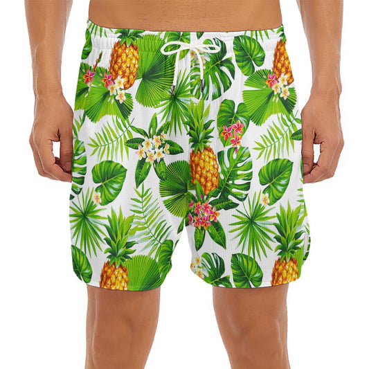 Aloha Hawaiian Pineapple Pattern Print Men's Split Running Shorts