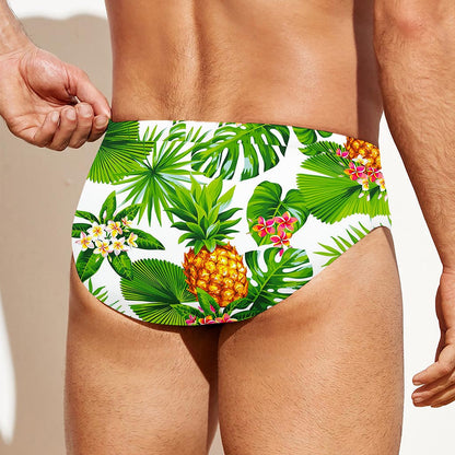 Aloha Hawaiian Pineapple Pattern Print Men's Swim Briefs