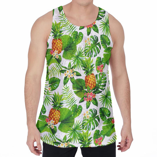 Aloha Hawaiian Pineapple Pattern Print Men's Velvet Tank Top