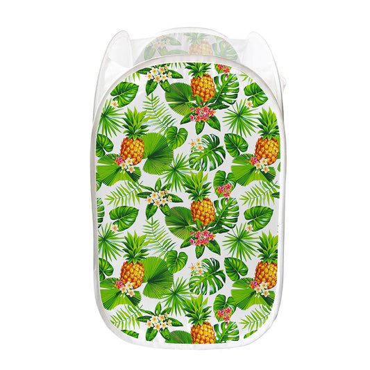 Aloha Hawaiian Pineapple Pattern Print Mesh Laundry Hamper
