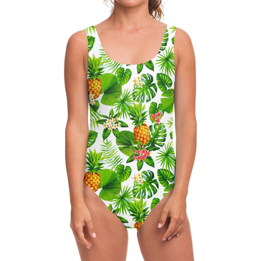 Aloha Hawaiian Pineapple Pattern Print One Piece Swimsuit
